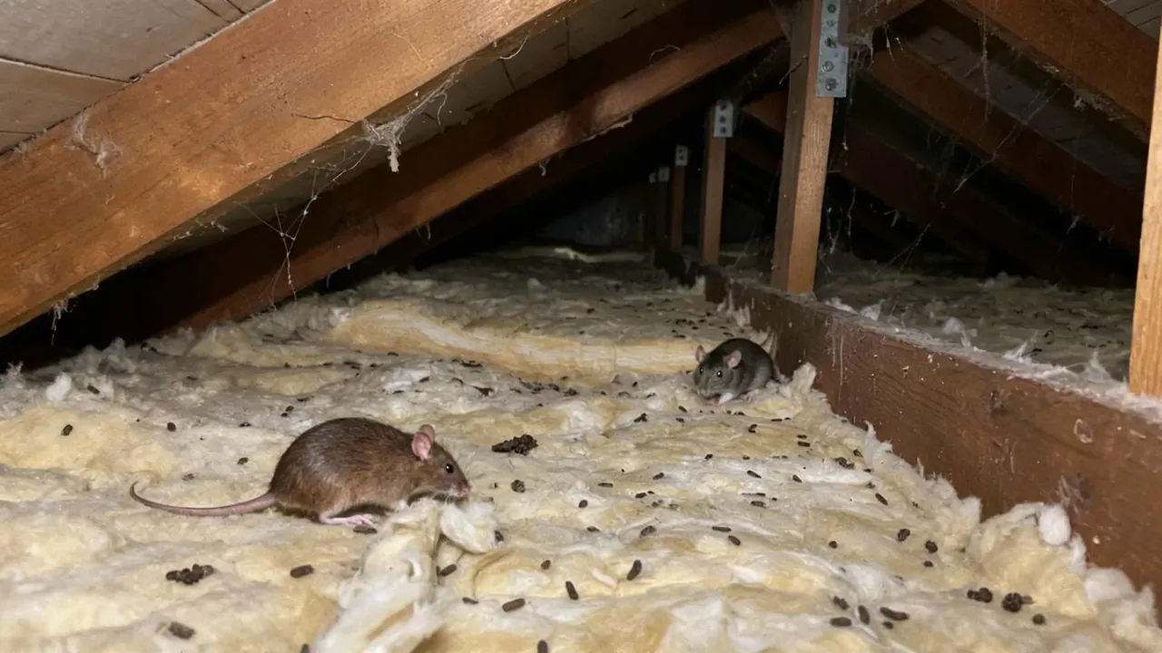 Rats and droppings contaminating loft insulation in Manenberg