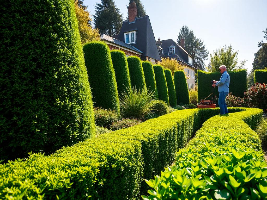 Maintained garden lawn and planting representing landscaping and gardening services